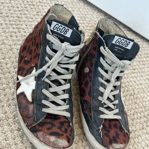 Golden Goose Leopard Print High-Top Sneakers
